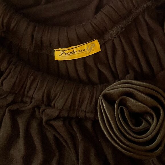 Pronto USA Women's Size M Black Pullover Blouson Top Shoulder Straps Soft Jersey - Picture 6 of 6